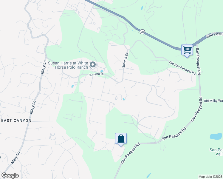 map of restaurants, bars, coffee shops, grocery stores, and more near 3096 Rancho Del Verde Place in Escondido