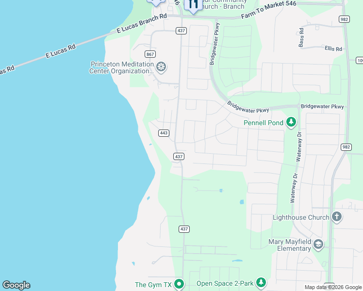 map of restaurants, bars, coffee shops, grocery stores, and more near 5856 County Road 437 in Princeton