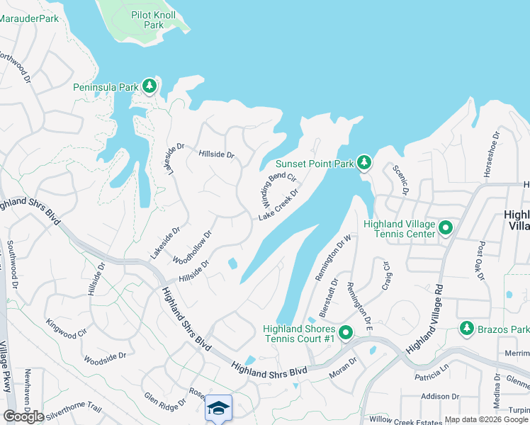 map of restaurants, bars, coffee shops, grocery stores, and more near 701 Winding Bend Circle in Highland Village