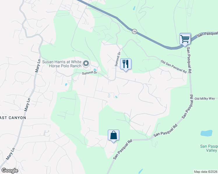 map of restaurants, bars, coffee shops, grocery stores, and more near 3096 Rancho Del Verde Place in Escondido