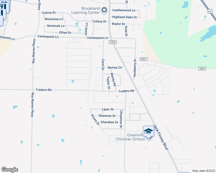 map of restaurants, bars, coffee shops, grocery stores, and more near 7801 Carol Drive in Greenville