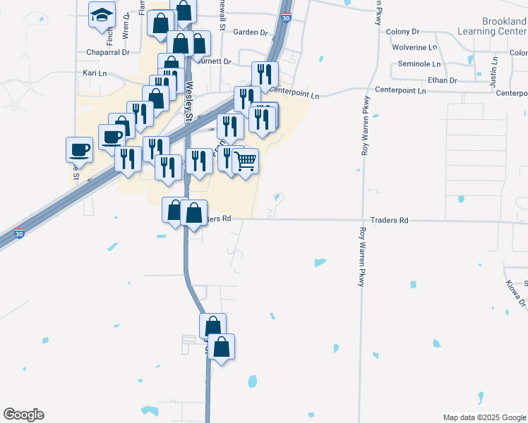 map of restaurants, bars, coffee shops, grocery stores, and more near 2202 Traders Road in Greenville