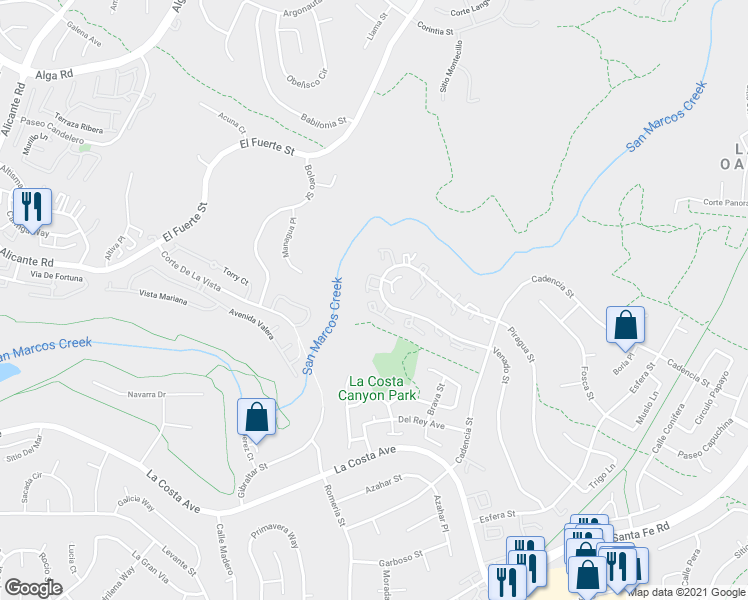 map of restaurants, bars, coffee shops, grocery stores, and more near 3127 Camino Del Arco in Carlsbad