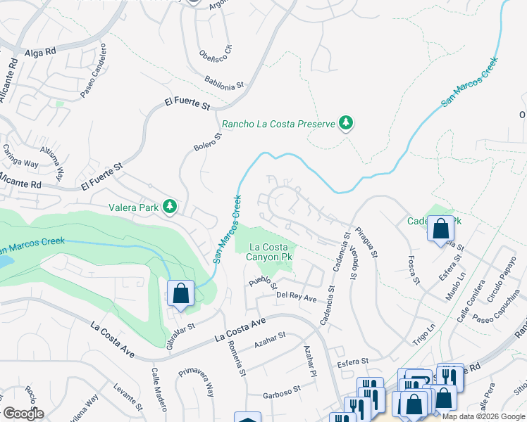 map of restaurants, bars, coffee shops, grocery stores, and more near 3109 Camino Del Arco in Carlsbad