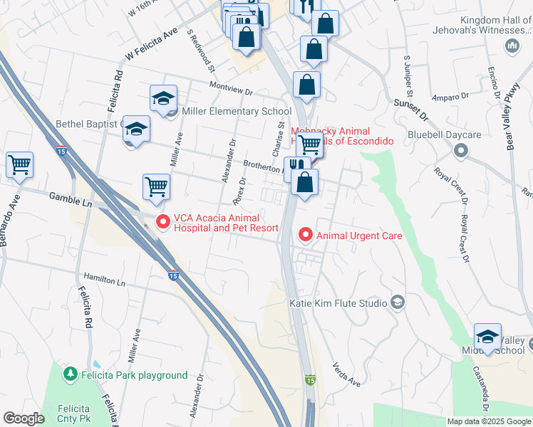map of restaurants, bars, coffee shops, grocery stores, and more near 440 West Citracado Parkway in Escondido