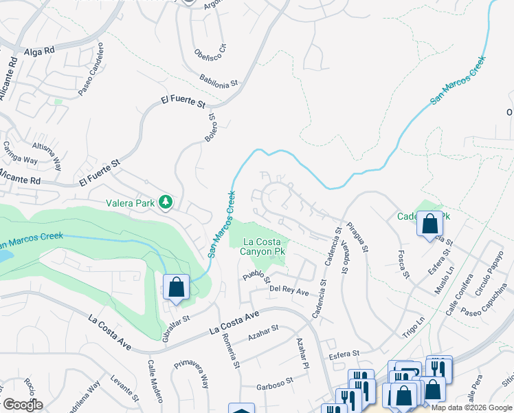 map of restaurants, bars, coffee shops, grocery stores, and more near 3131 Vista Mar in Carlsbad