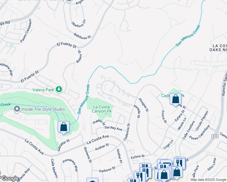 map of restaurants, bars, coffee shops, grocery stores, and more near 7317 Paseo Verde in Carlsbad
