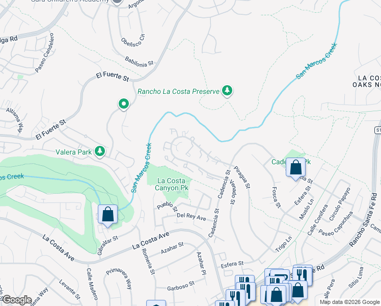 map of restaurants, bars, coffee shops, grocery stores, and more near 7337 Paseo Verde in Carlsbad