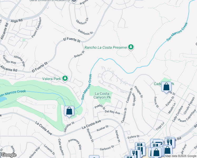 map of restaurants, bars, coffee shops, grocery stores, and more near 3161 Camino Del Arco in Carlsbad
