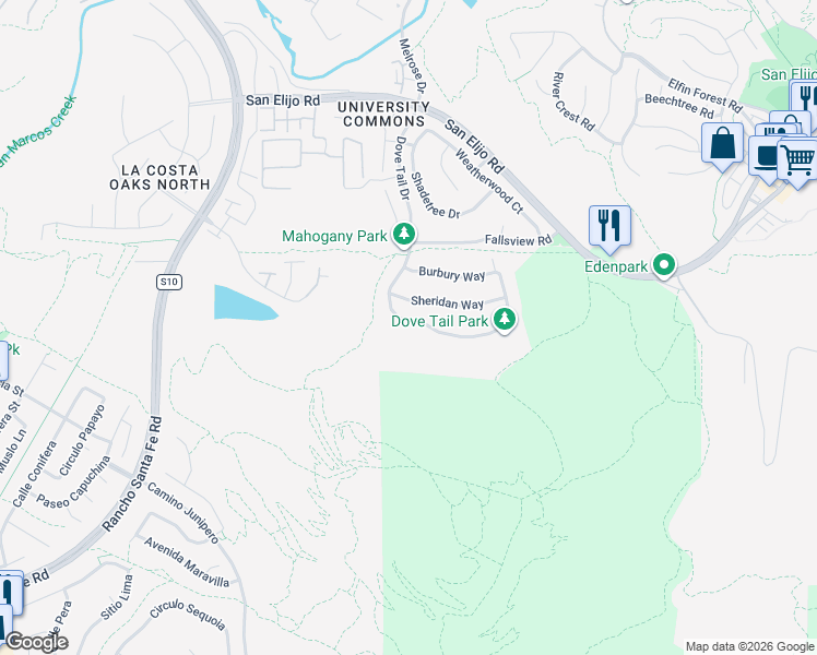 map of restaurants, bars, coffee shops, grocery stores, and more near 2785 Dove Tail Drive in San Marcos