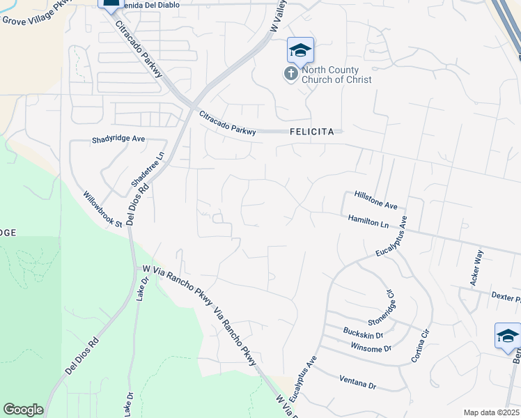 map of restaurants, bars, coffee shops, grocery stores, and more near 2034 Ridgecrest Place in Escondido