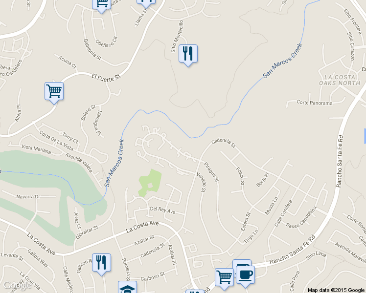 map of restaurants, bars, coffee shops, grocery stores, and more near 3188 Piragua Street in Carlsbad