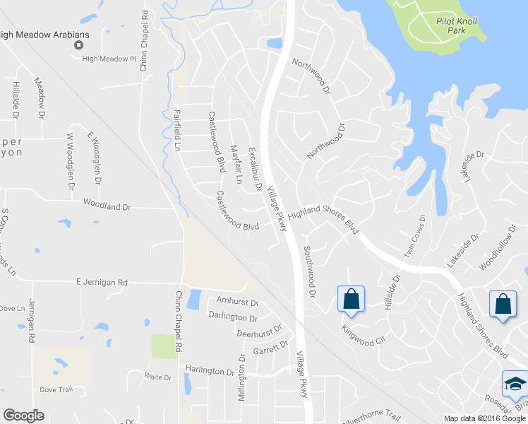 map of restaurants, bars, coffee shops, grocery stores, and more near 801 Camelot Court in Lewisville