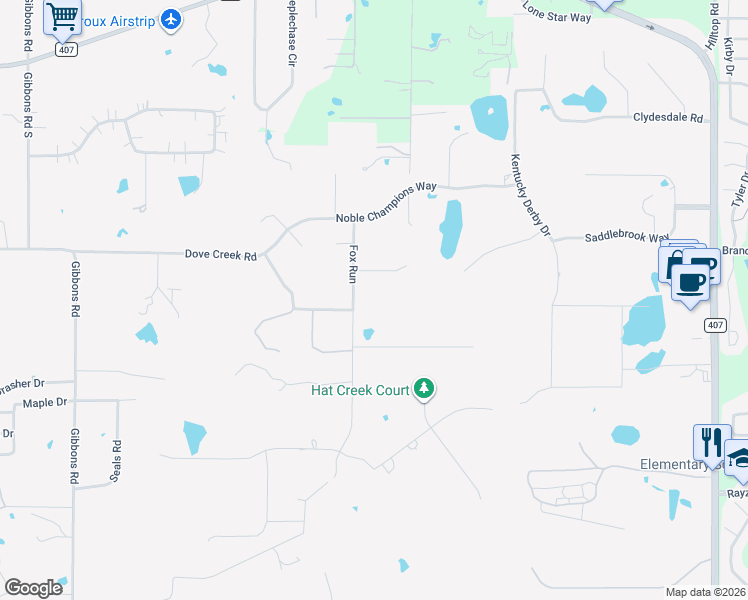 map of restaurants, bars, coffee shops, grocery stores, and more near 1181 Fox Run in Bartonville