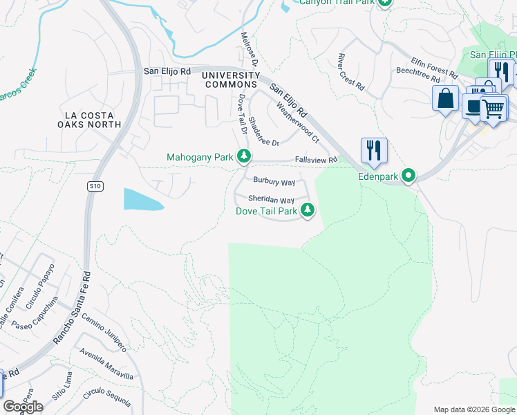 map of restaurants, bars, coffee shops, grocery stores, and more near 2785 Dove Tail Drive in San Marcos