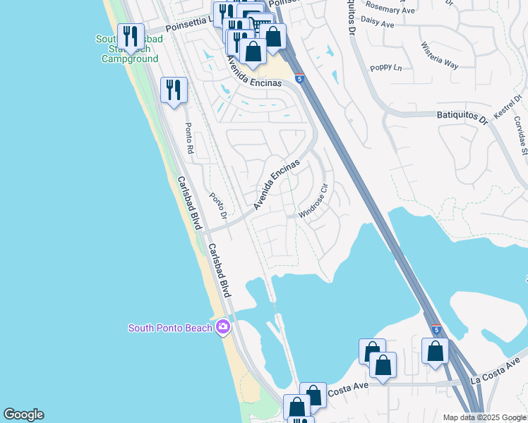 map of restaurants, bars, coffee shops, grocery stores, and more near 510 Halsing Court in Carlsbad