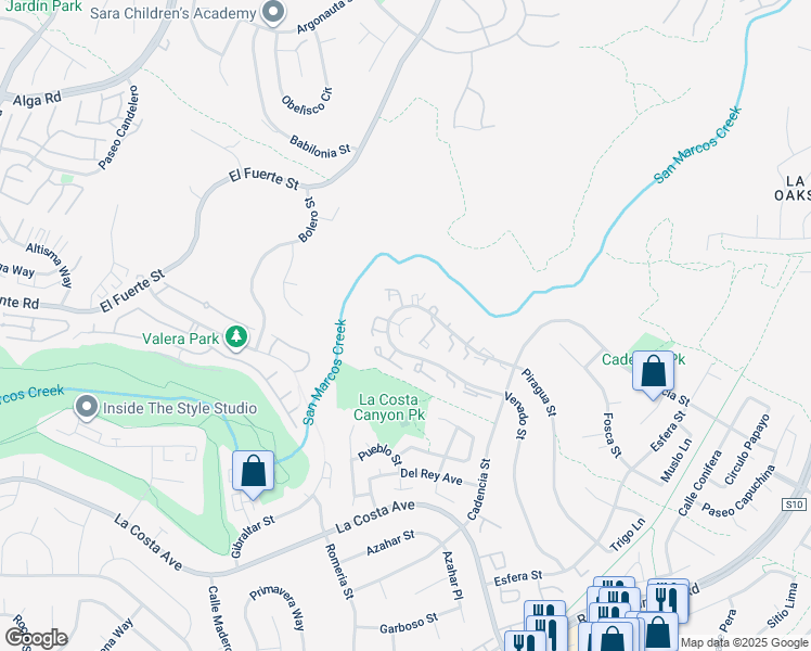 map of restaurants, bars, coffee shops, grocery stores, and more near 7321 Calle De Fuentes in Carlsbad