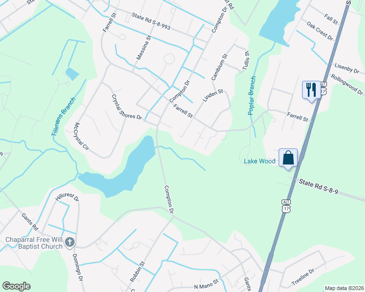 map of restaurants, bars, coffee shops, grocery stores, and more near 124 Lodestone Court in Moncks Corner