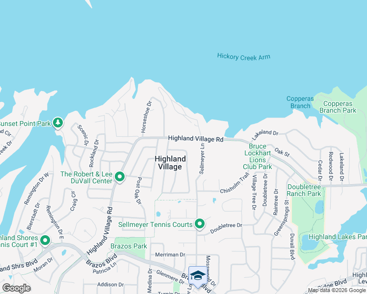 map of restaurants, bars, coffee shops, grocery stores, and more near 513 Lake Vista South in Lewisville