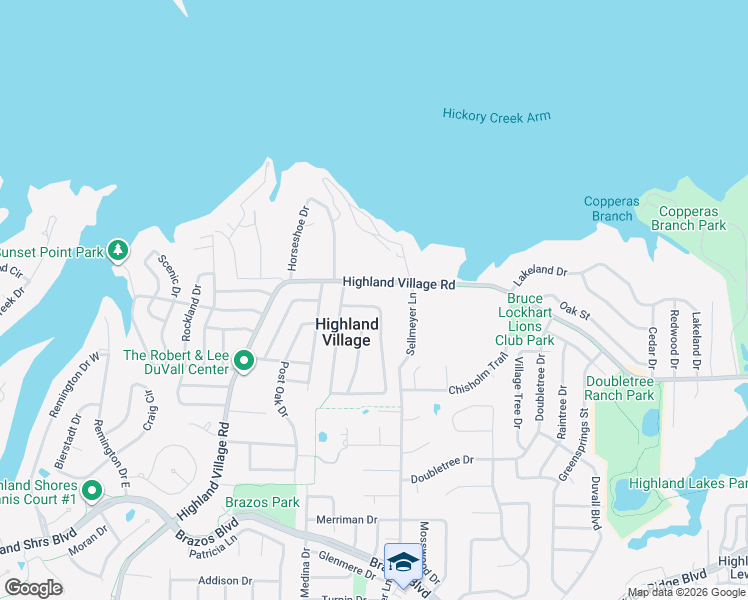 map of restaurants, bars, coffee shops, grocery stores, and more near 513 Lake Vista South in Lewisville