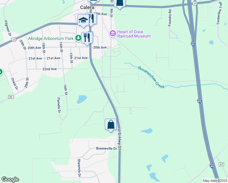 map of restaurants, bars, coffee shops, grocery stores, and more near 141 Enclave Avenue in Calera