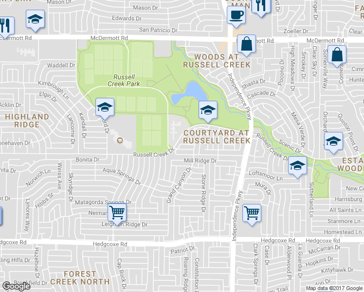 map of restaurants, bars, coffee shops, grocery stores, and more near 3153 Kings Canyon Drive in Plano