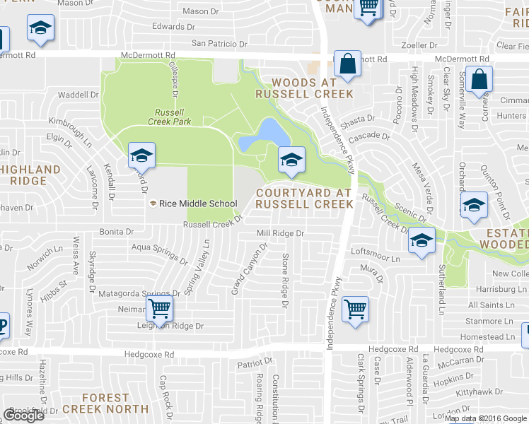 map of restaurants, bars, coffee shops, grocery stores, and more near 3153 Kings Canyon Drive in Plano