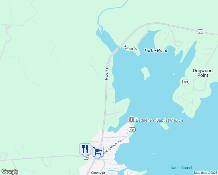 map of restaurants, bars, coffee shops, grocery stores, and more near 23 Shade Lane in Shelby