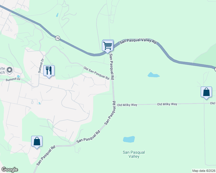 map of restaurants, bars, coffee shops, grocery stores, and more near 3361 Vista Norte in Escondido