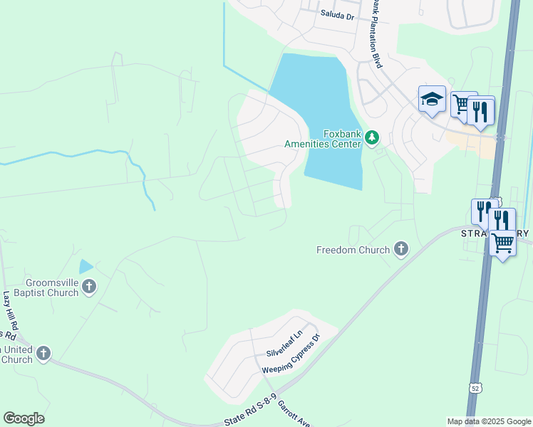 map of restaurants, bars, coffee shops, grocery stores, and more near 242 Granddaddys Place in Moncks Corner