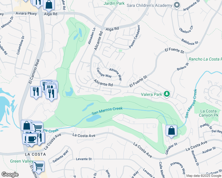 map of restaurants, bars, coffee shops, grocery stores, and more near 7468 Via De Fortuna in Carlsbad