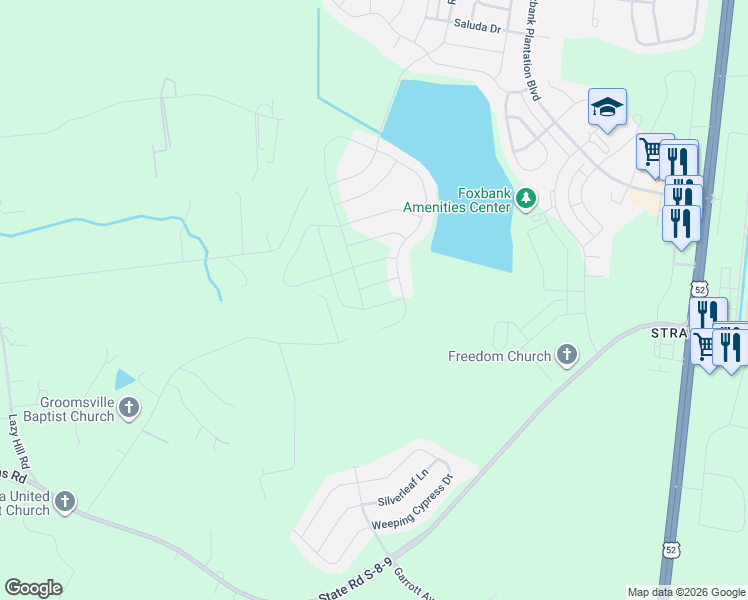 map of restaurants, bars, coffee shops, grocery stores, and more near 242 Granddaddys Place in Moncks Corner