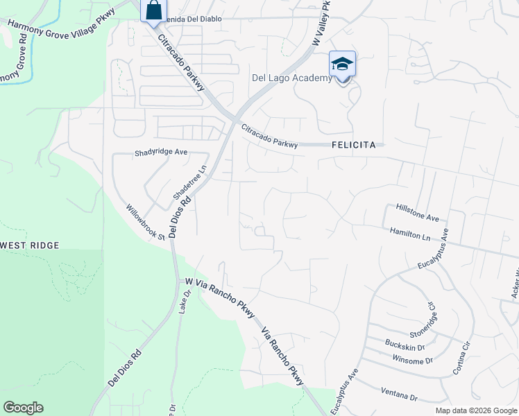 map of restaurants, bars, coffee shops, grocery stores, and more near 2027 Jenna Place in Escondido