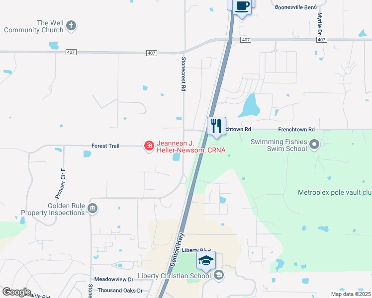 map of restaurants, bars, coffee shops, grocery stores, and more near 817 Stonecrest Road in Argyle