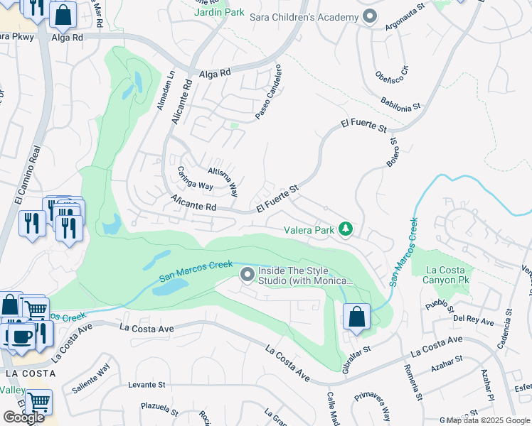 map of restaurants, bars, coffee shops, grocery stores, and more near 2814 Avenida Valera in Carlsbad