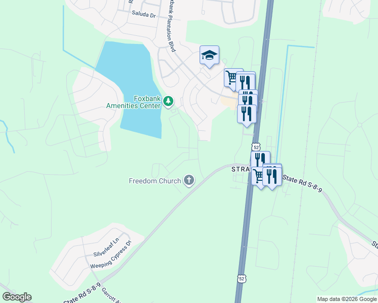 map of restaurants, bars, coffee shops, grocery stores, and more near 1425 Cypress Gardens Road in Moncks Corner