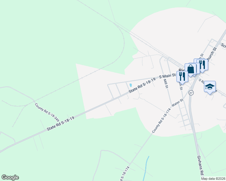 map of restaurants, bars, coffee shops, grocery stores, and more near 111 Dorchester Street in Ridgeville