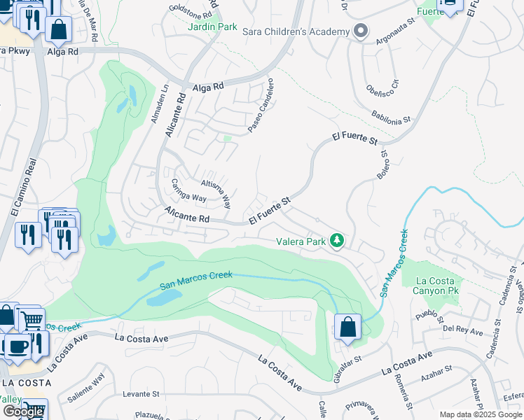 map of restaurants, bars, coffee shops, grocery stores, and more near 7442 Altiva Place in Carlsbad