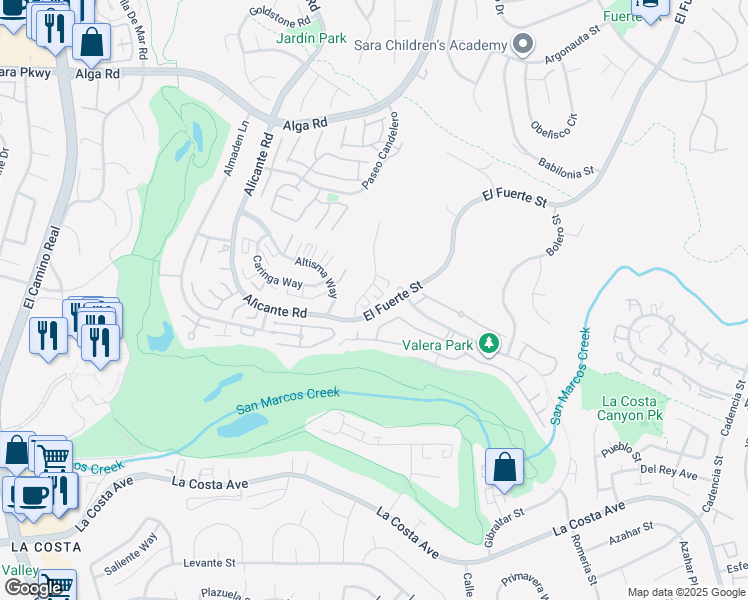 map of restaurants, bars, coffee shops, grocery stores, and more near 7444 Altiva Place in Carlsbad