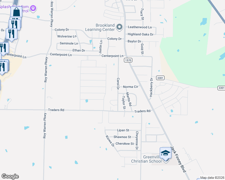 map of restaurants, bars, coffee shops, grocery stores, and more near 306 Norma Circle in Greenville