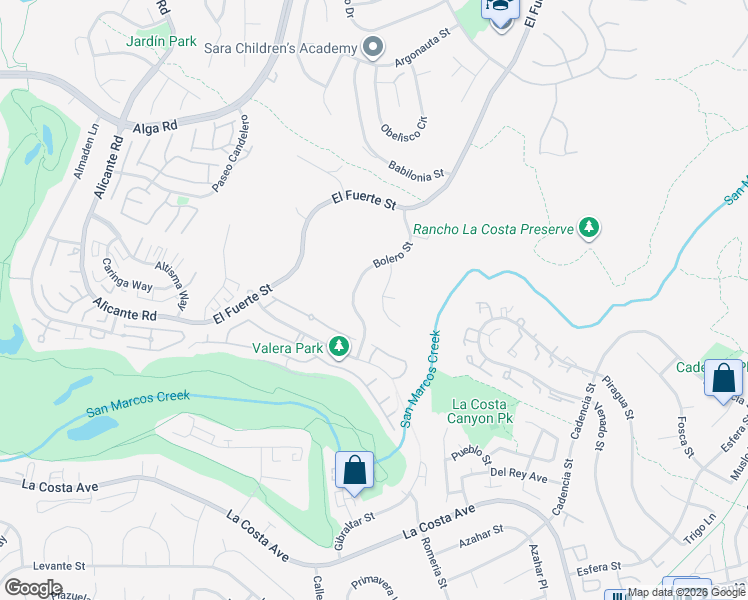 map of restaurants, bars, coffee shops, grocery stores, and more near 2915 Managua Place in Carlsbad