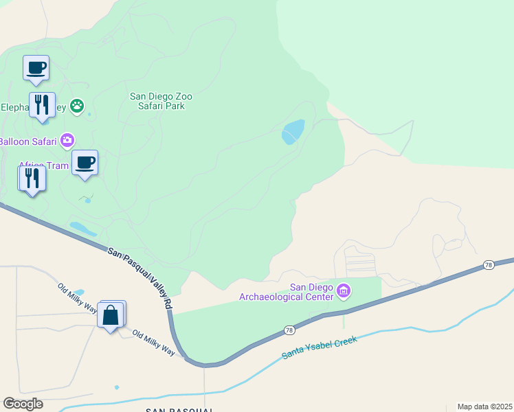 map of restaurants, bars, coffee shops, grocery stores, and more near Unnamed Rd in Escondido