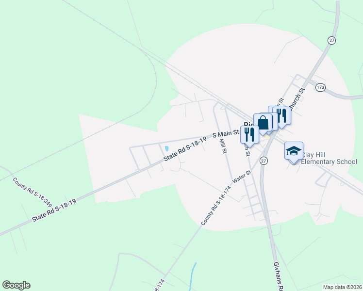 map of restaurants, bars, coffee shops, grocery stores, and more near 311 South Main Street in Ridgeville