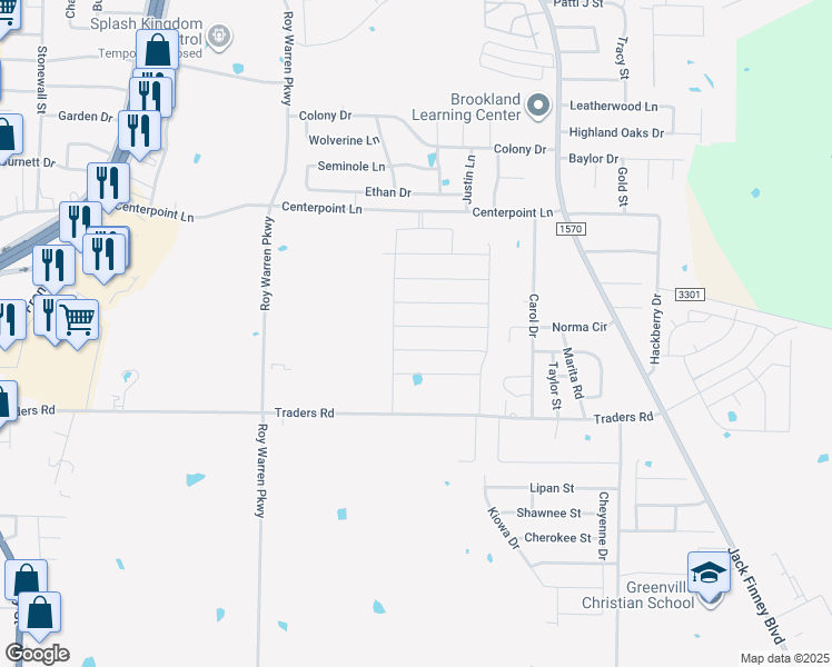 map of restaurants, bars, coffee shops, grocery stores, and more near 1004 Traders Road in Greenville