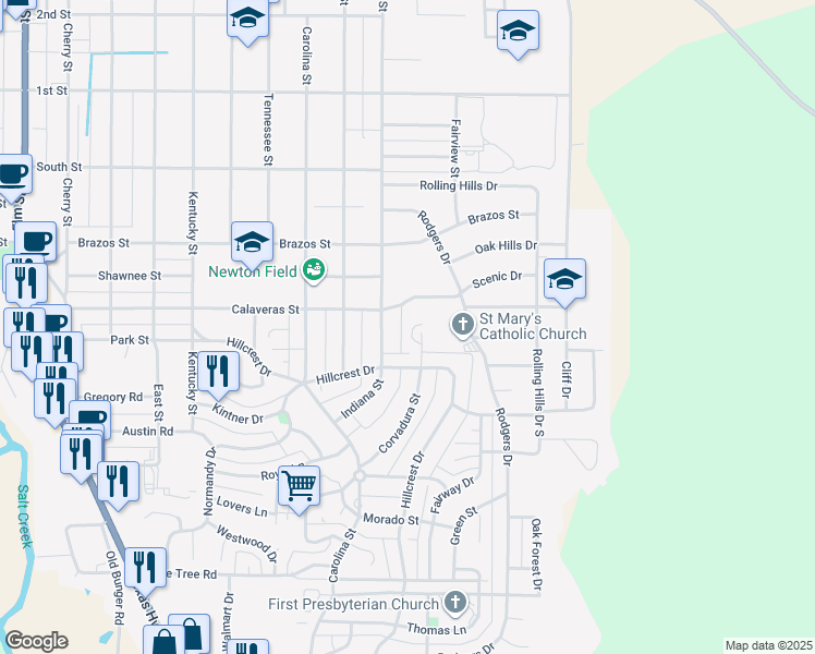 map of restaurants, bars, coffee shops, grocery stores, and more near 108 Saint Marys Circle in Graham