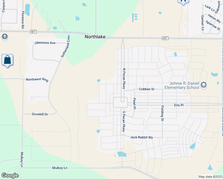 map of restaurants, bars, coffee shops, grocery stores, and more near 717 Redbrick Lane in Northlake