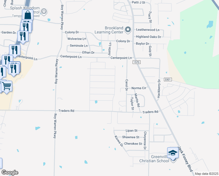 map of restaurants, bars, coffee shops, grocery stores, and more near 1004 Traders Road in Greenville
