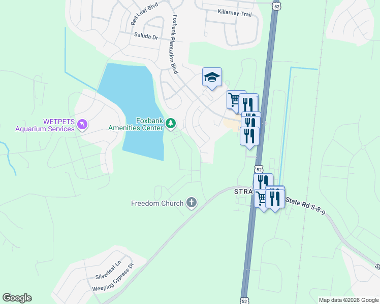 map of restaurants, bars, coffee shops, grocery stores, and more near 833 Recess Point Drive in Moncks Corner