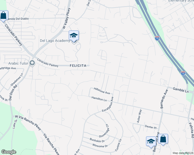 map of restaurants, bars, coffee shops, grocery stores, and more near 1743 Continental Lane in Escondido