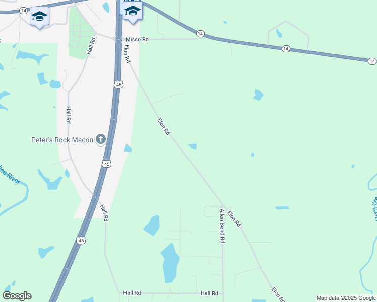 map of restaurants, bars, coffee shops, grocery stores, and more near 8102 Elon Road in Macon